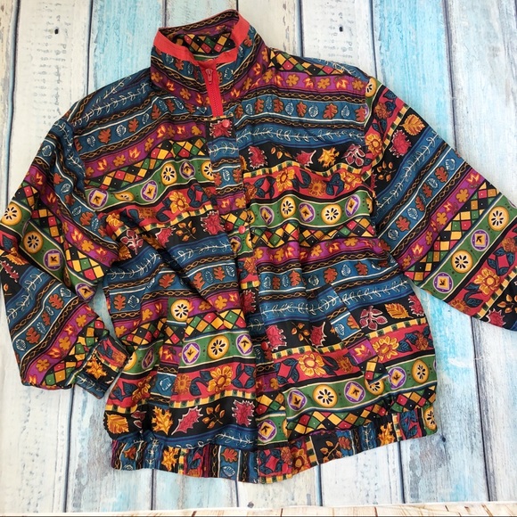 VTG Details Sportswear Jacket Silk Floral - Picture 8 of 8